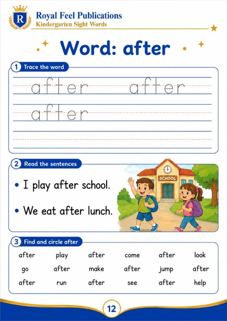 Sight Word Practice Page - Word: After